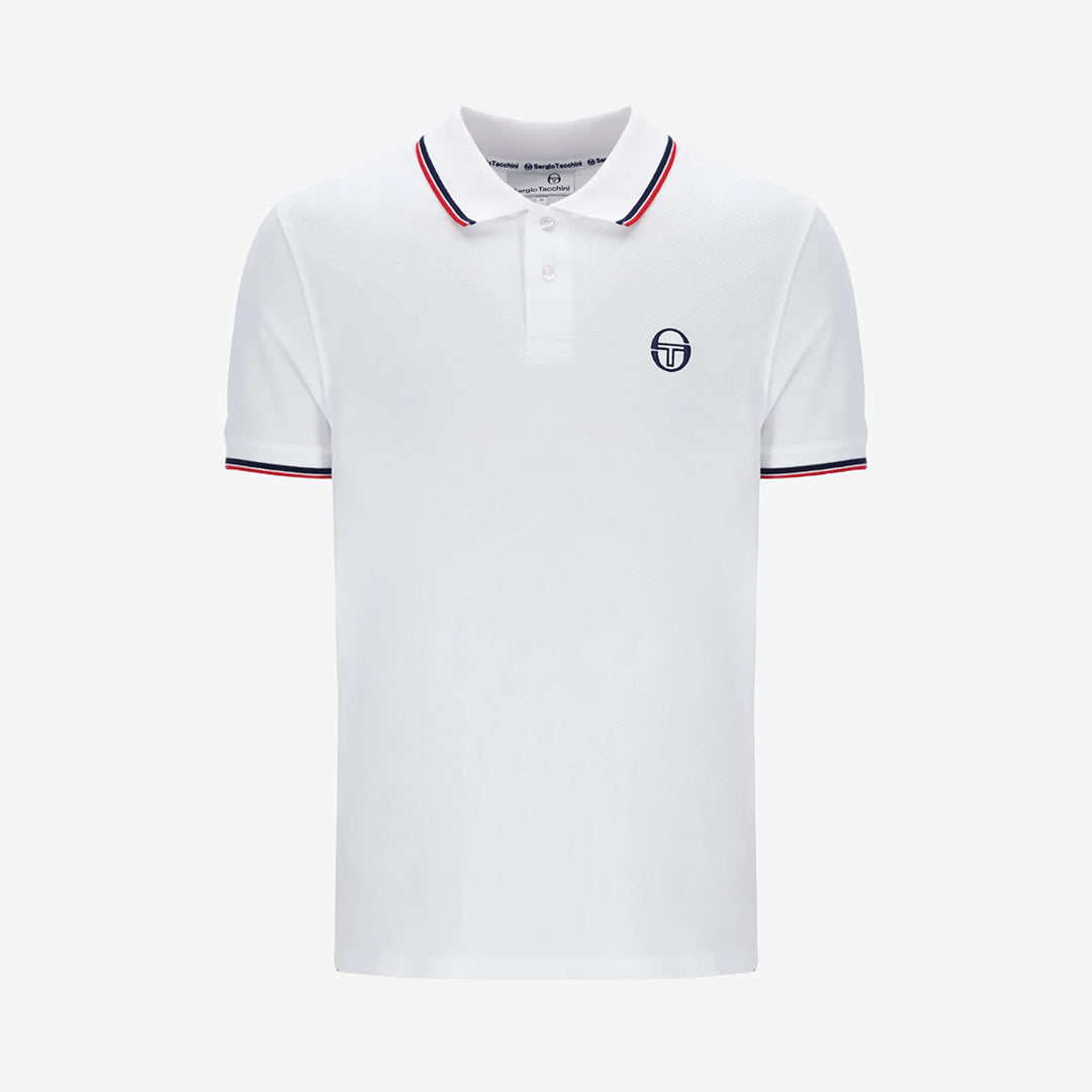 Polo Shirt S/S in White/Maritime — Golden Age of Tennis