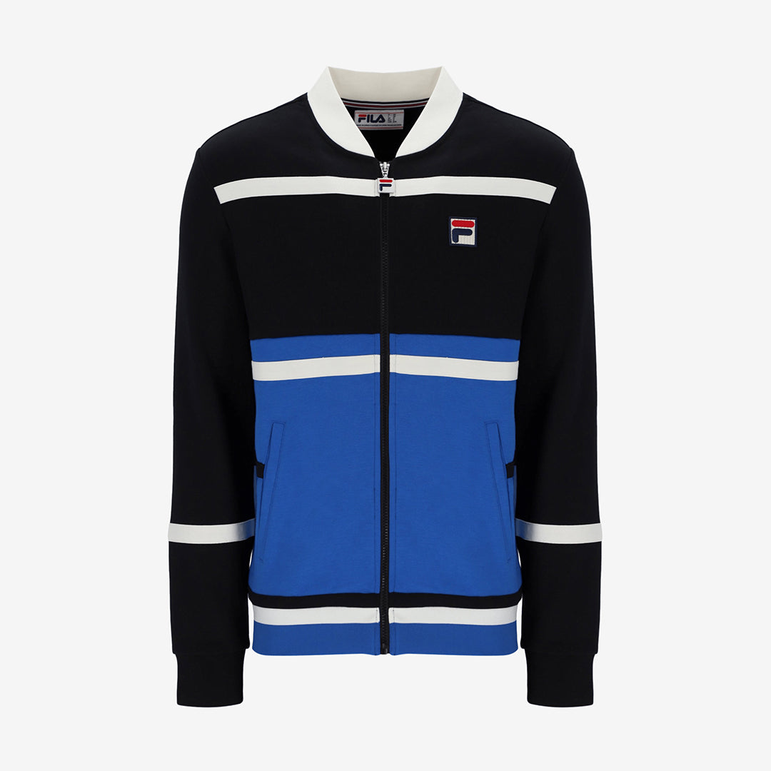 Stefan Archive Cut And Sew Track Jacket In Black/Turkish Sea/Gardenia