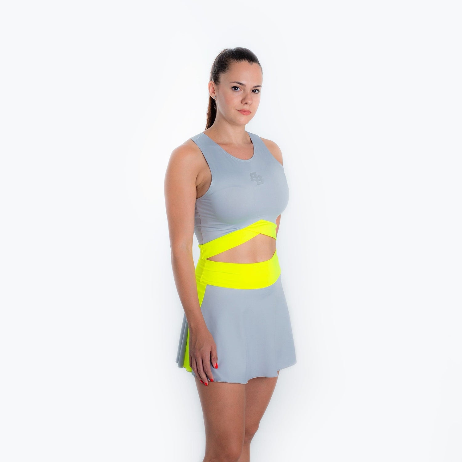 Bora Sleeveless Top in Grey/Yellow
