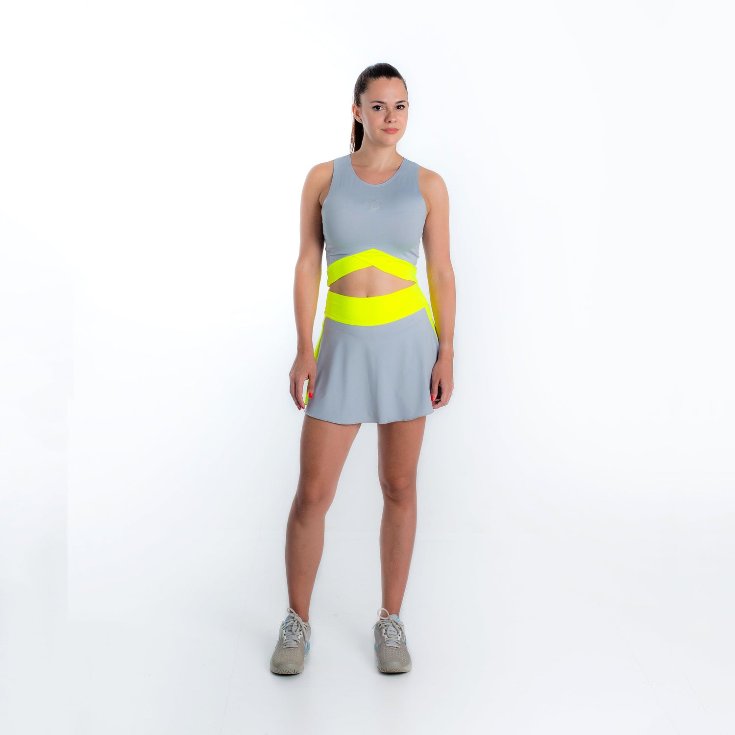 Bora Sleeveless Top in Grey/Yellow