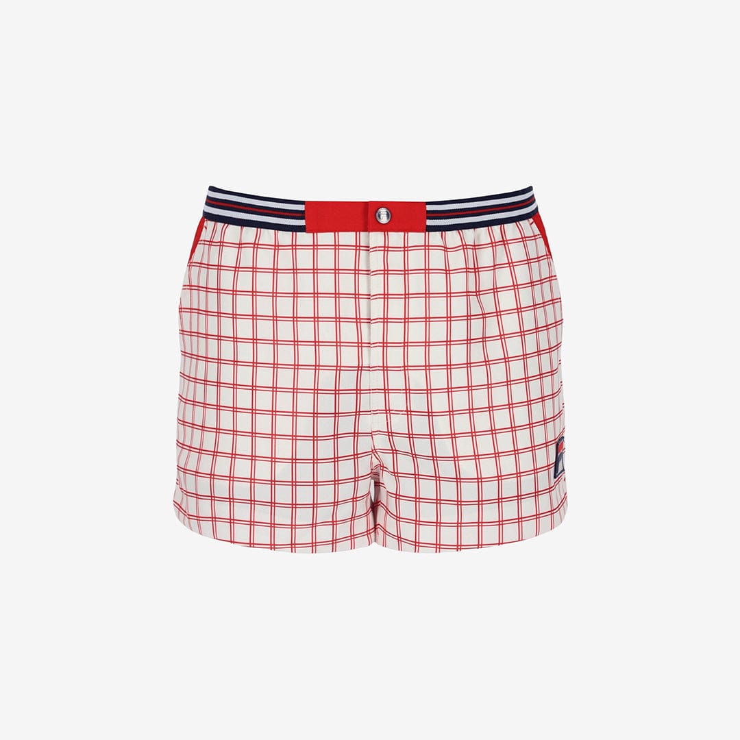 Fila Brookes Check Short In Gardenia/Red | Men's Fila Tennis