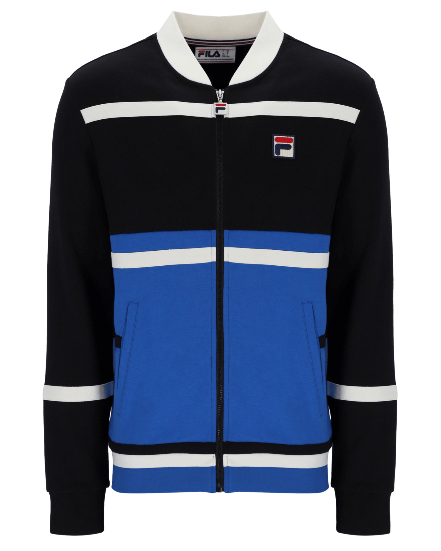 Fila Stefan Archive Cut And Sew Track Jacket In Black/Turkish Sea/Gardenia