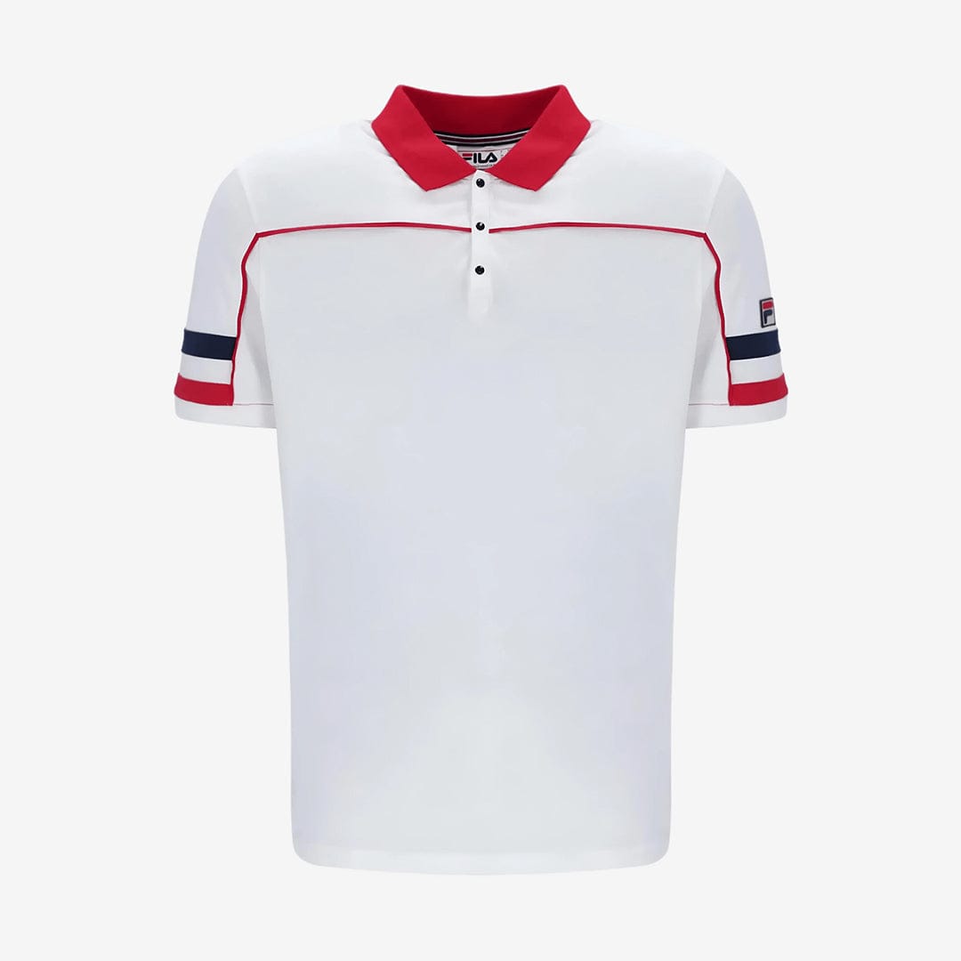 Fila Grandslam Polo Piping Polo in White/Red/Navy | Men's Fila