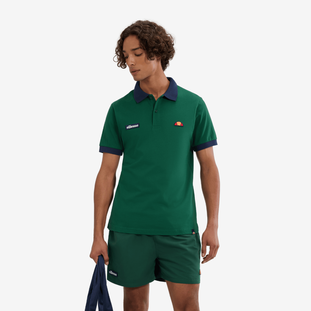 Lessepsia Polo in Dark Green/Navy — Golden Age of Tennis