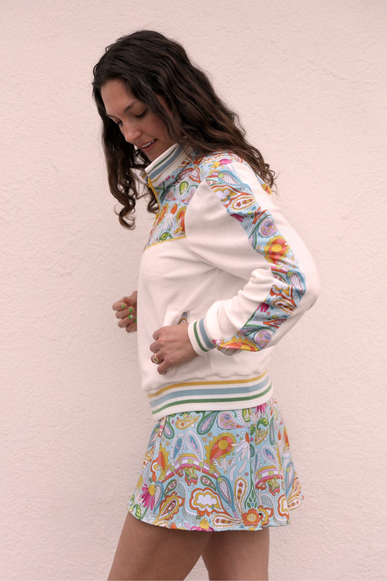 Love All Paisley Printed Unisexy White Track Jacket