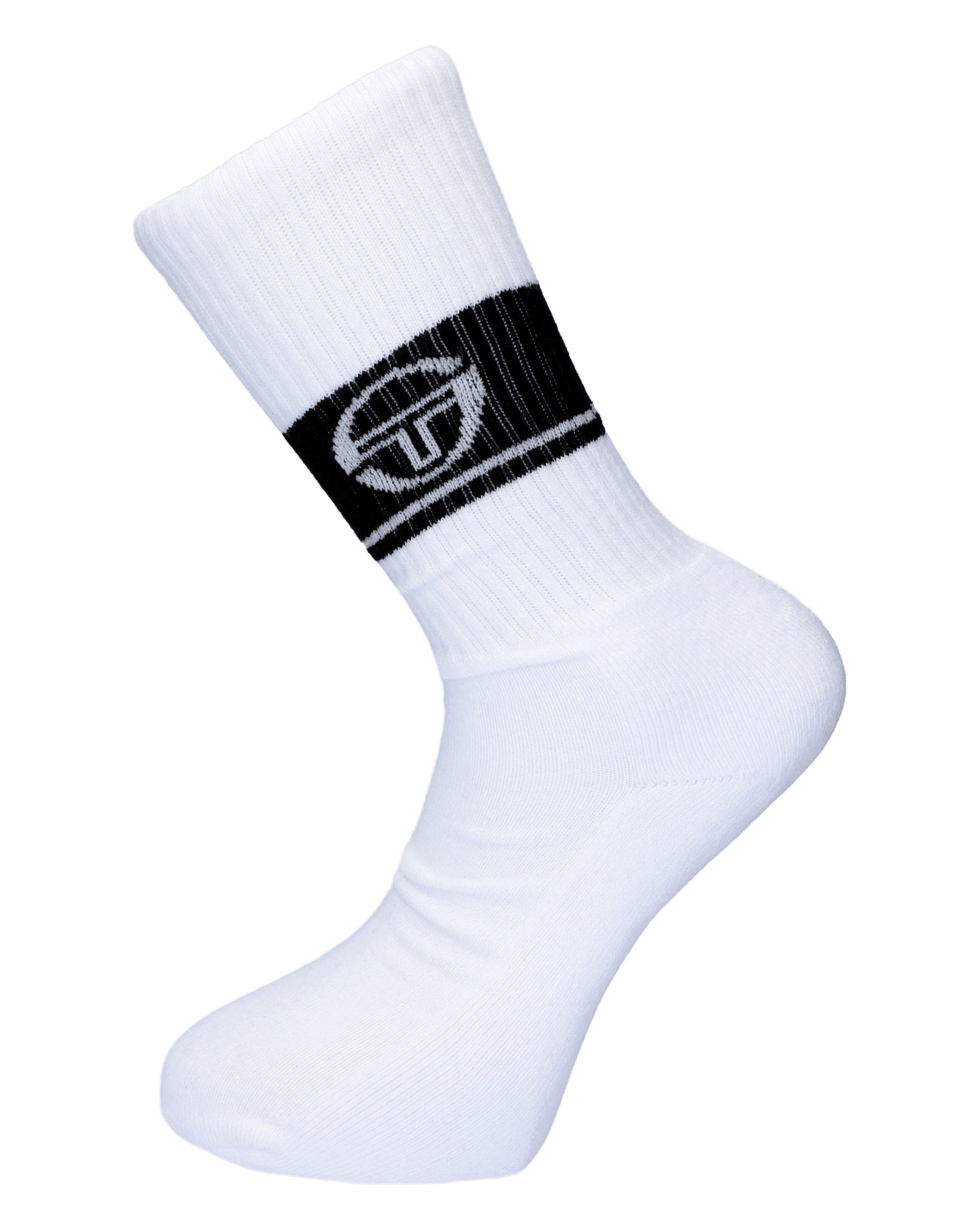 McEnroe Tennis Crew Socks in White & Navy