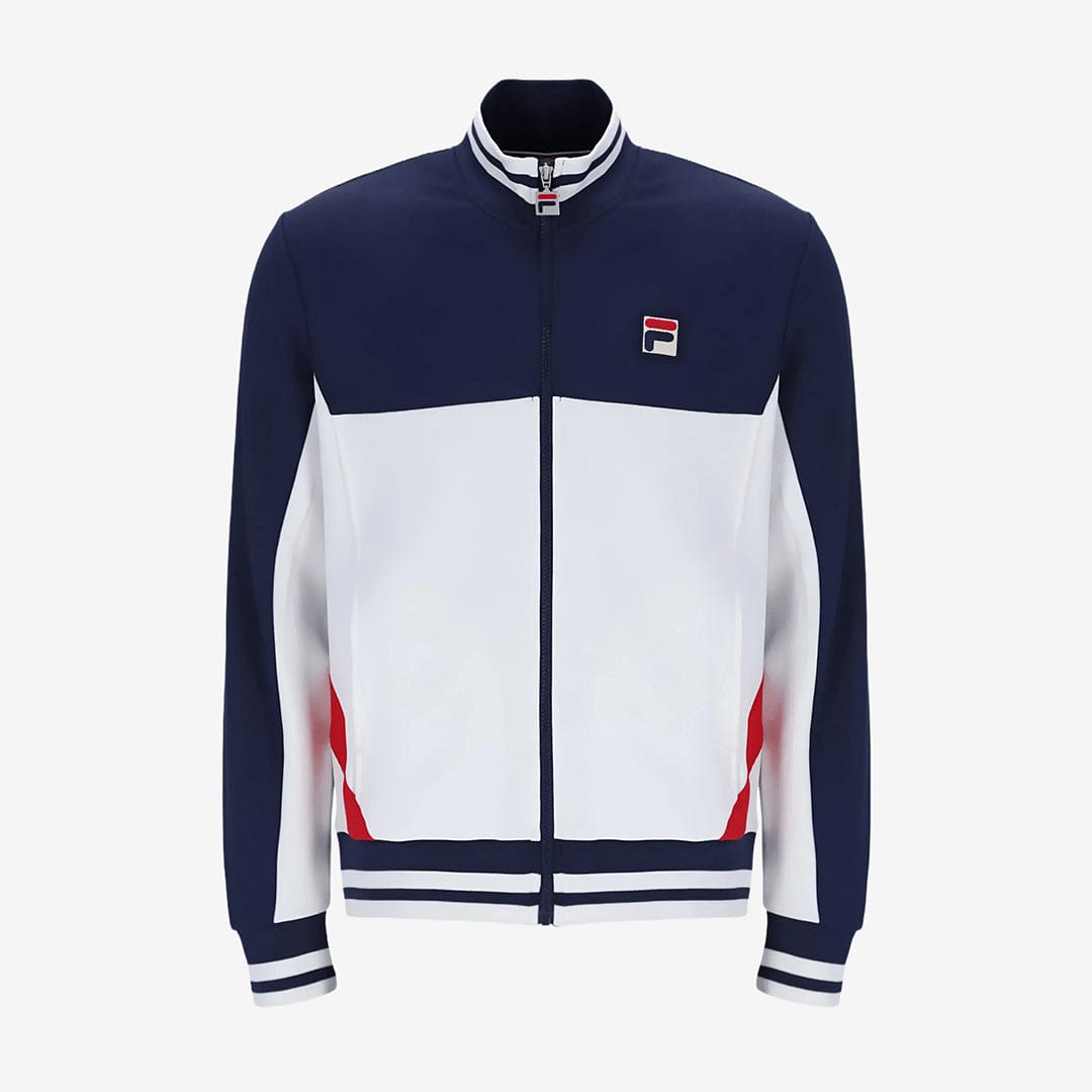 Fila Tiebreaker Funnel Neck Tack Jacket in Navy/Red/White | Men's