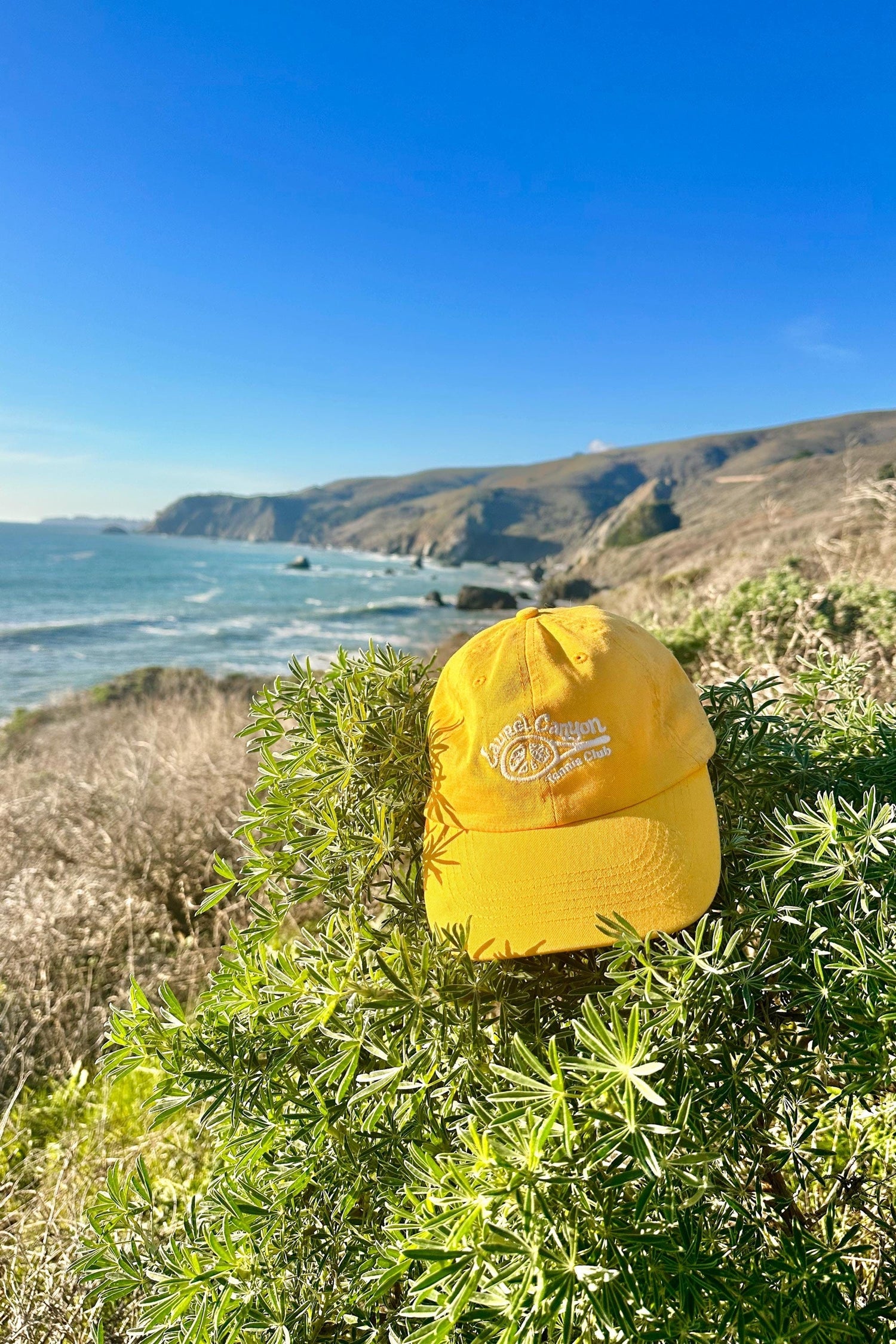 Unisex Laurel Canyon Tennis Club Embroidered Cotton Tennis Hat in Mellow Yellow