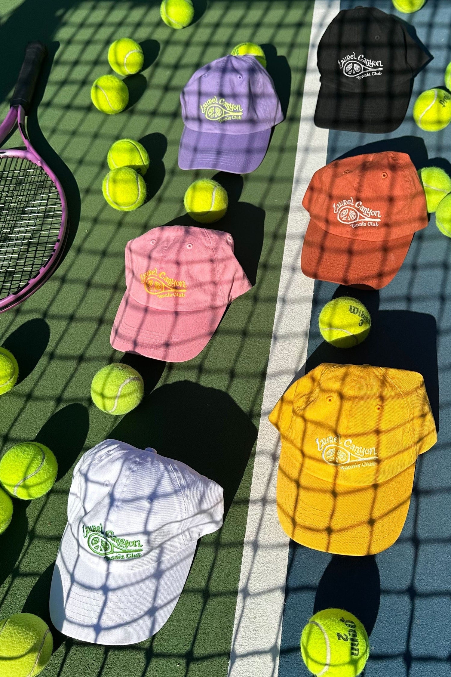 Unisex Laurel Canyon Tennis Club Embroidered Cotton Tennis Hat in Mellow Yellow