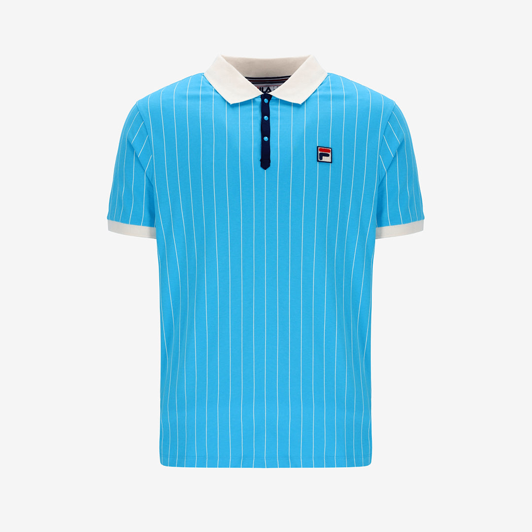 BB1 Classic Vintage Striped Polo in Cyan Blue/Gardenia/Navy