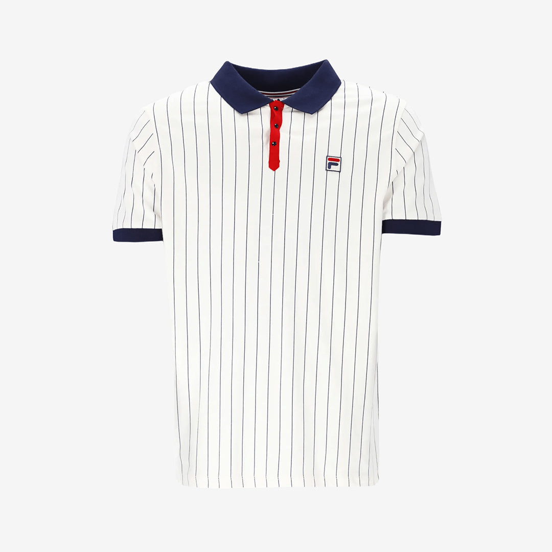BB1 Classic Vintage Striped Polo in White/Navy/Red