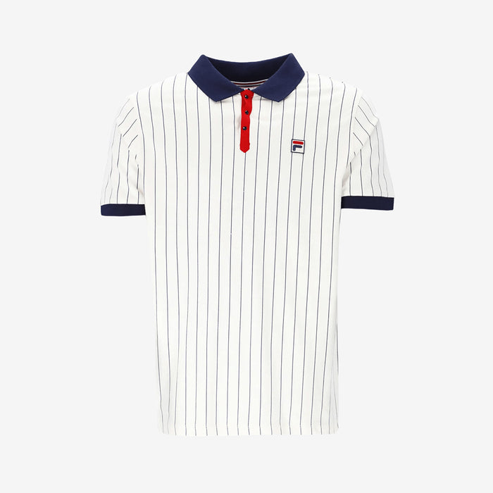 BB1 Classic Vintage Striped Polo in White/Navy/Red