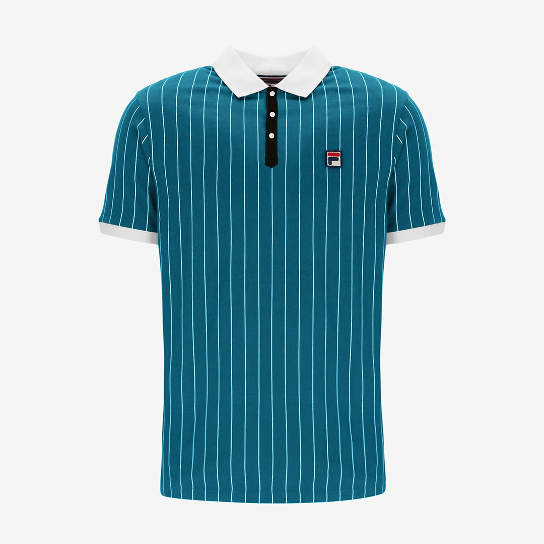 Bb1 Classic Vintage Striped Polo In Deep Lagoon/Gardenia/Black