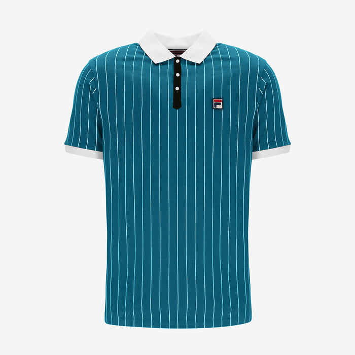 Bb1 Classic Vintage Striped Polo In Deep Lagoon/Gardenia/Black