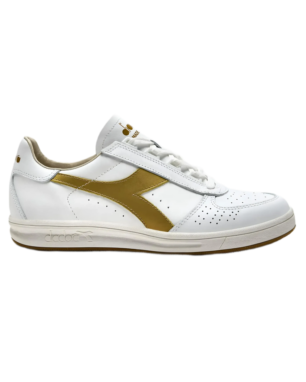 Diadora Borg Elite Tennis Shoes 100% Finest Italian Leather Gold Logo