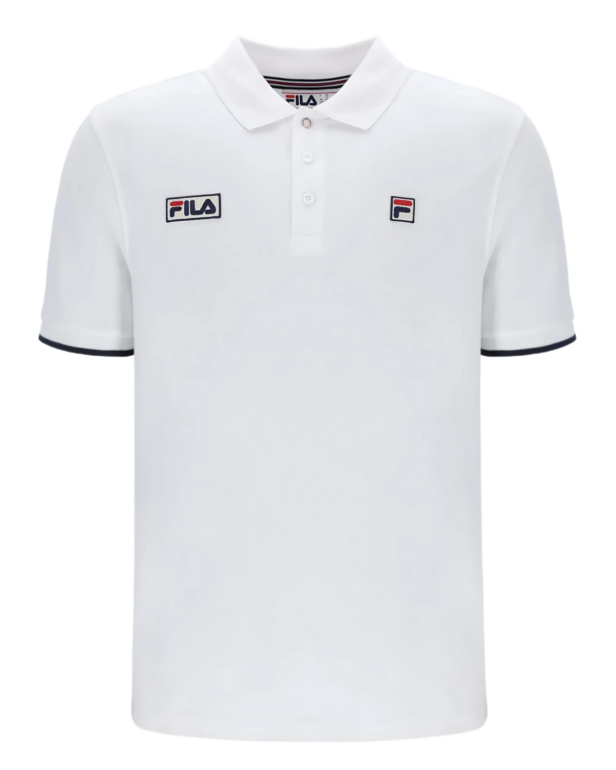 Fila Pablo Three Button Tipped Rib Basic Polo in White/Fila Navy