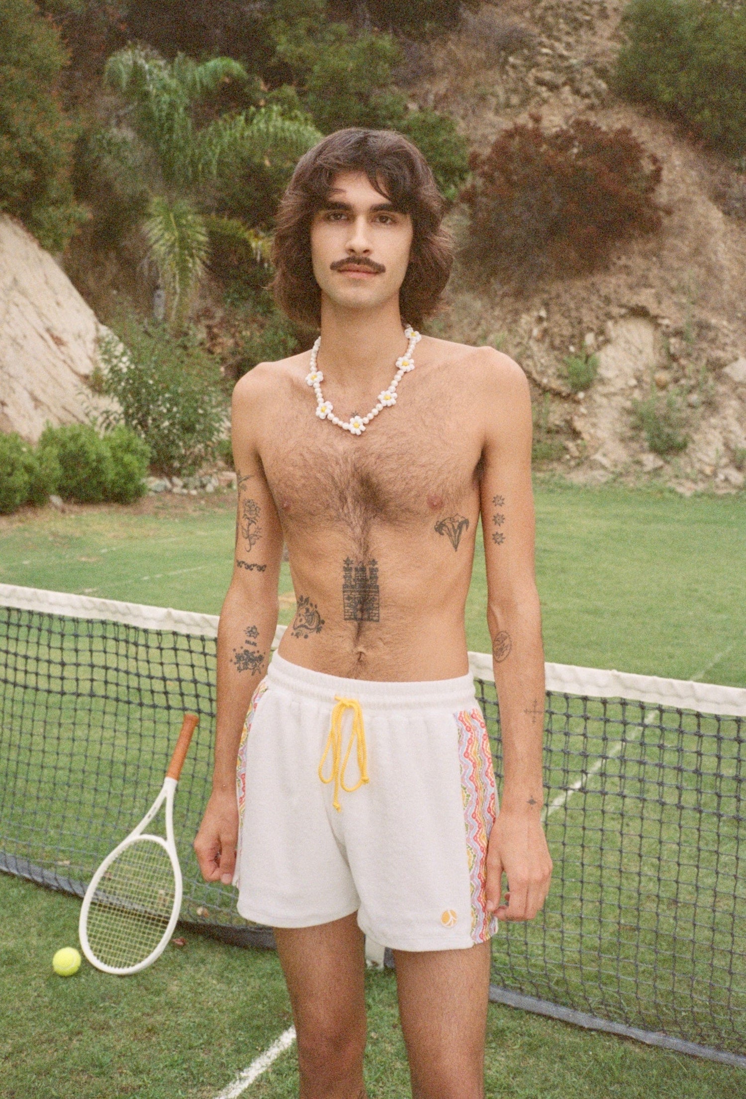 1972 Unisexy Tennis Shorts in White Terrycloth