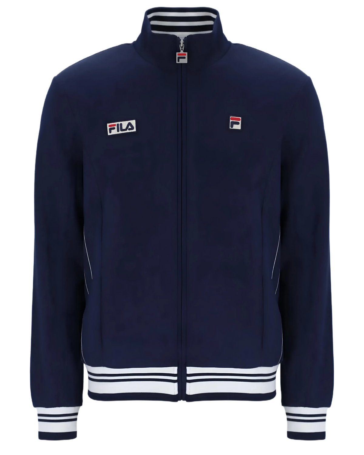 Fila Rupert Settanta Jacket With Ribbed Funnel Neck in Fila Navy/Gardenia