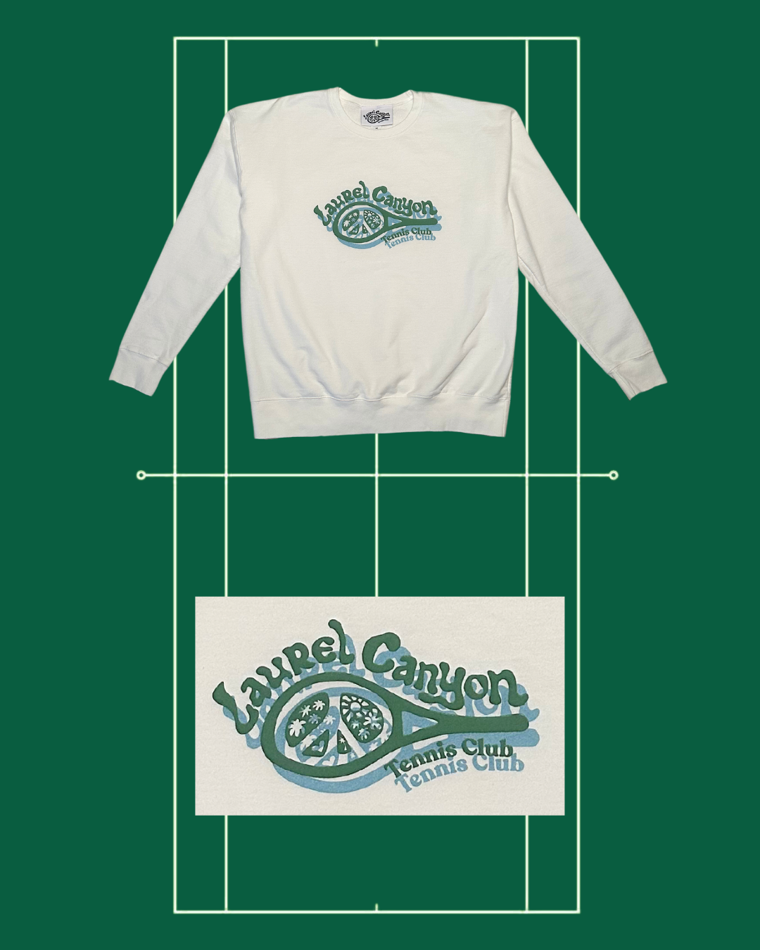 Unisex Laurel Canyon Tennis Club Crewneck Sweatshirt in White