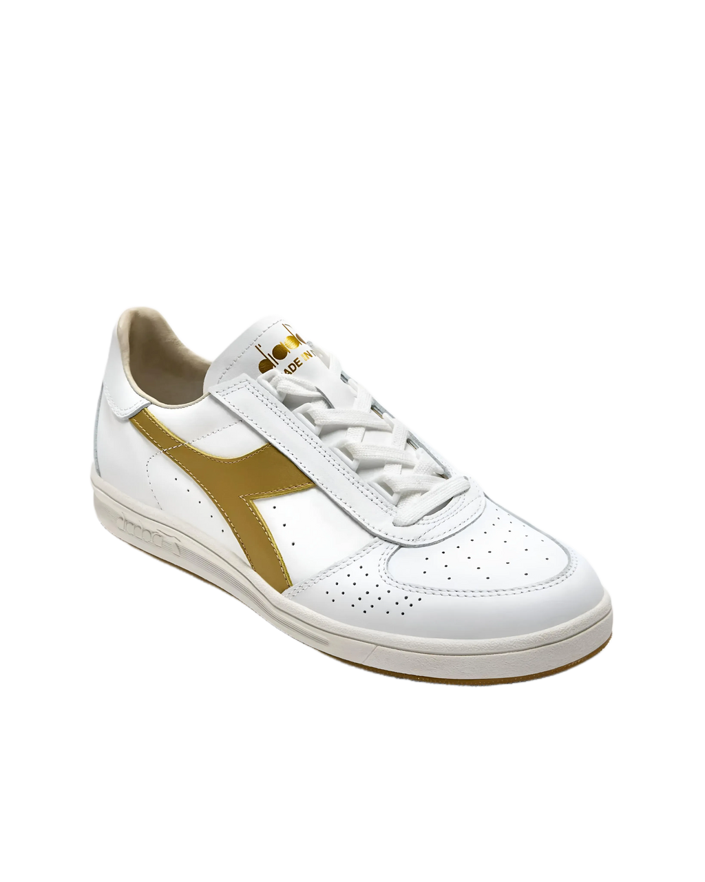 Diadora Borg Elite Tennis Shoes 100% Finest Italian Leather Gold Logo