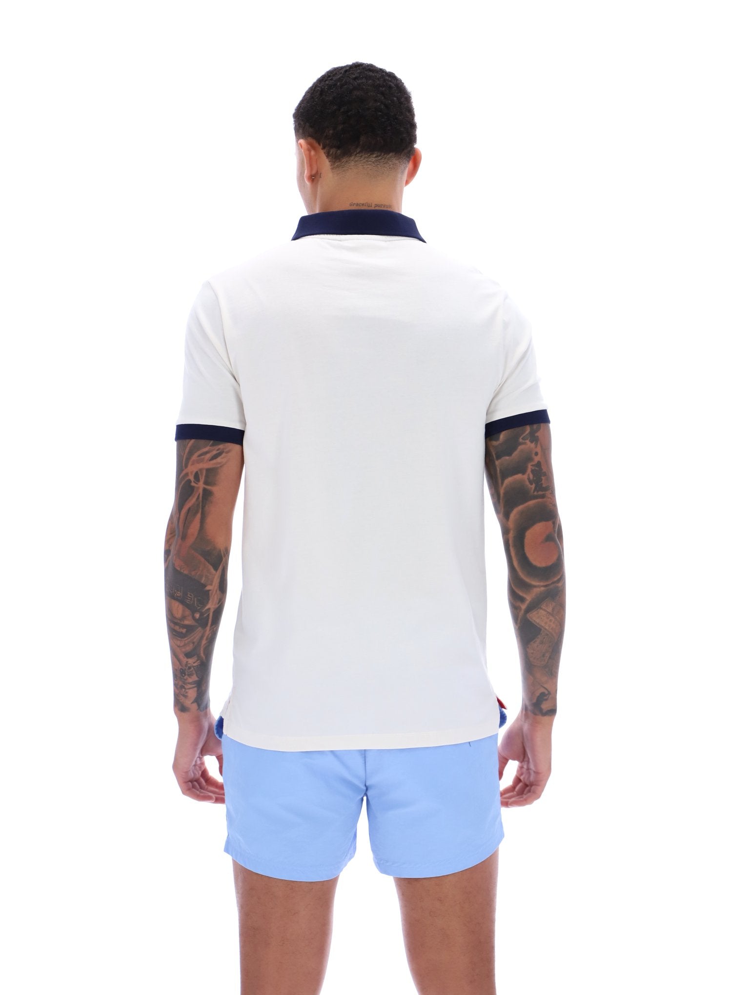 Panatta Short Sleeve Polo In Gardenia/Fila Navy/Fila Red