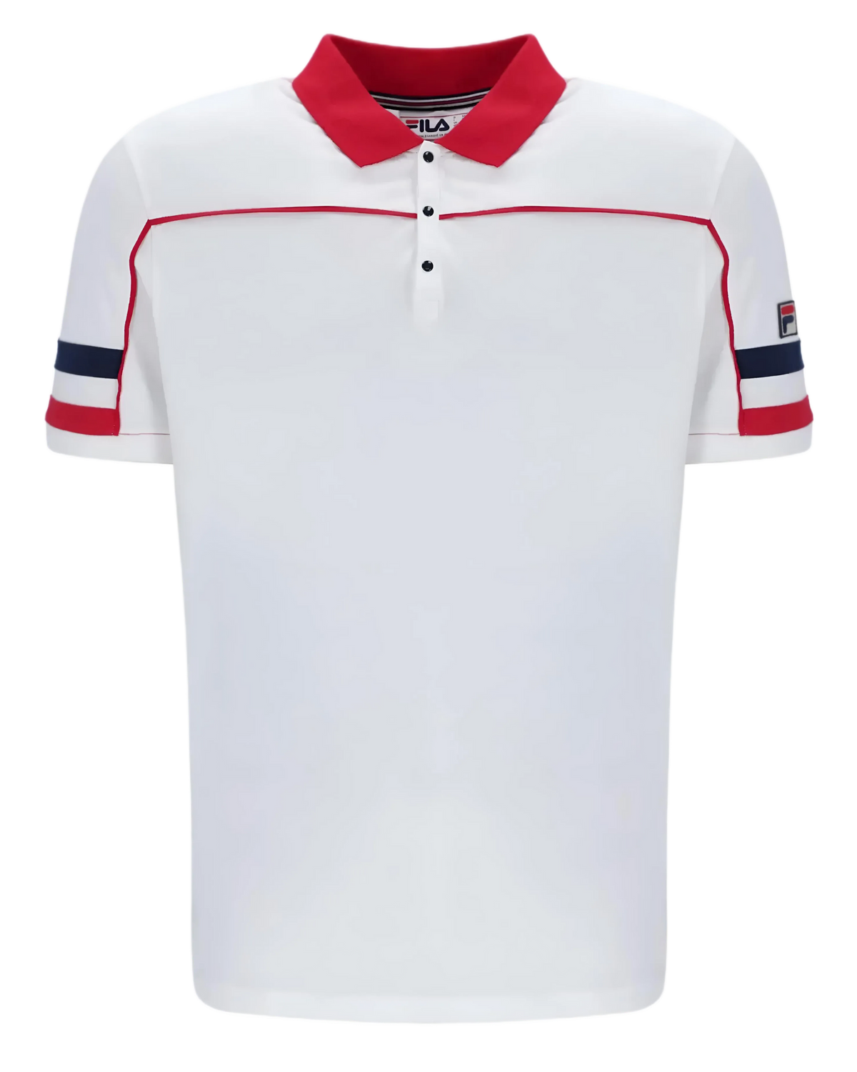 Fila Grandslam Polo Piping Polo in White/Fila Red/Fila Navy