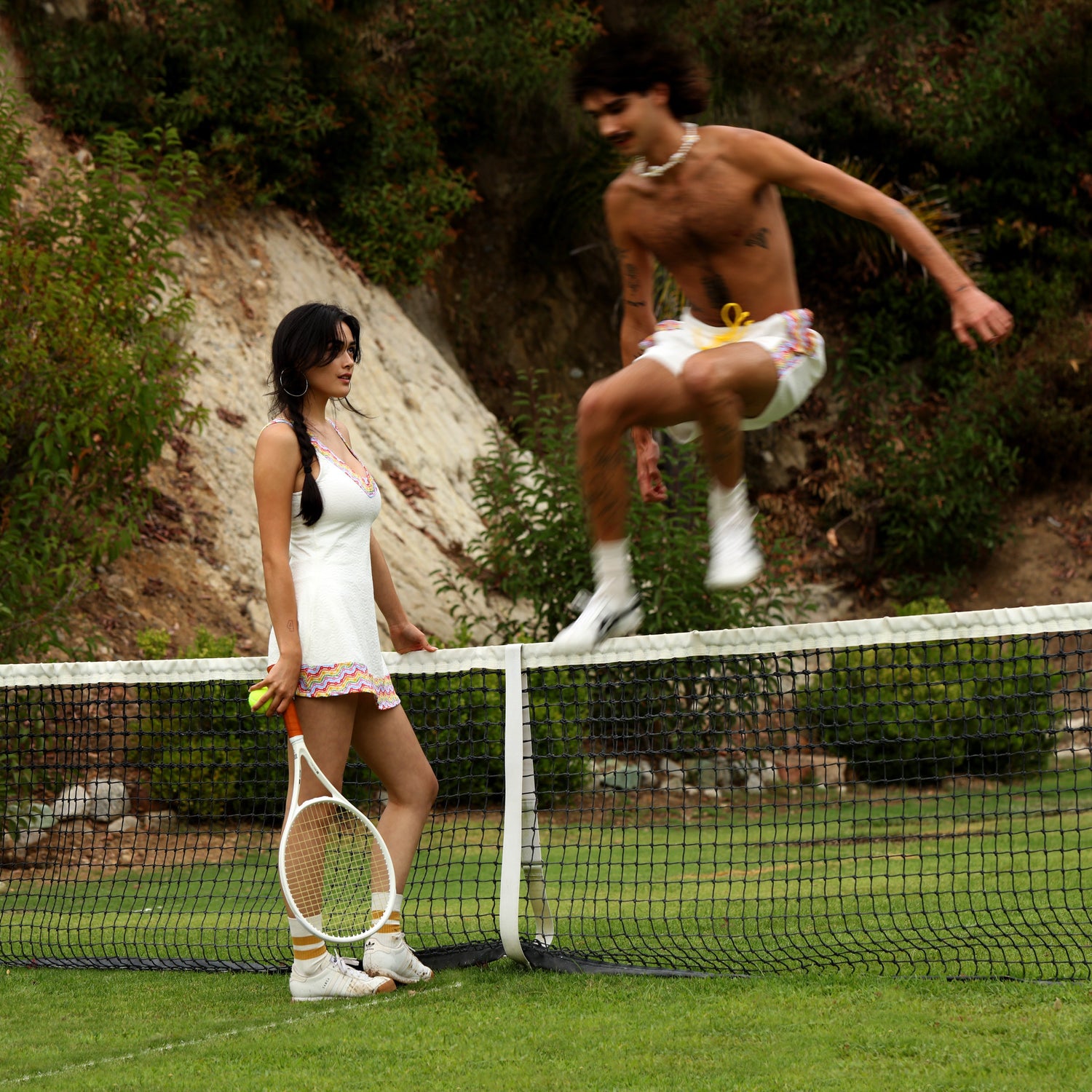 1972 Unisexy Tennis Shorts in White Terrycloth