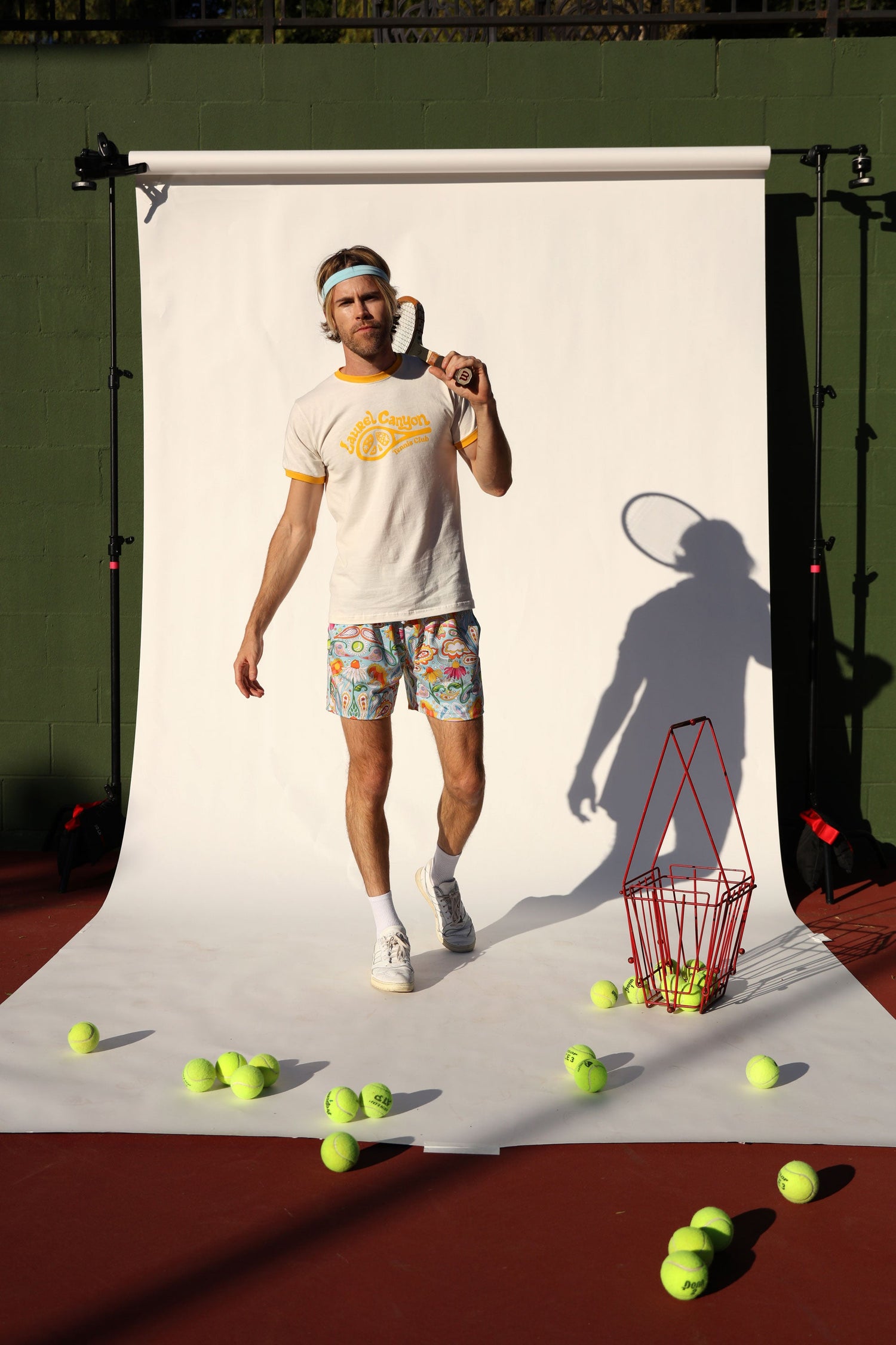 Unisex Laurel Canyon Tennis Club Ringer Tee in Vintage White / Mellow Yellow