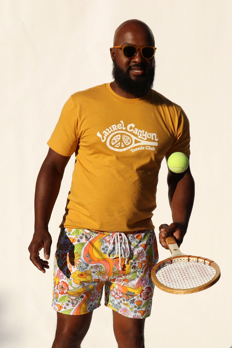 Unisex Laurel Canyon Tennis Shirt in Vintage Gold