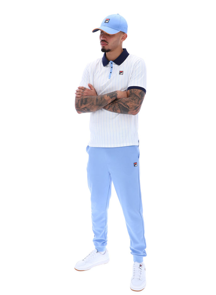BB1 Classic Vintage Striped Polo In White/Fila Navy/Vista Blue