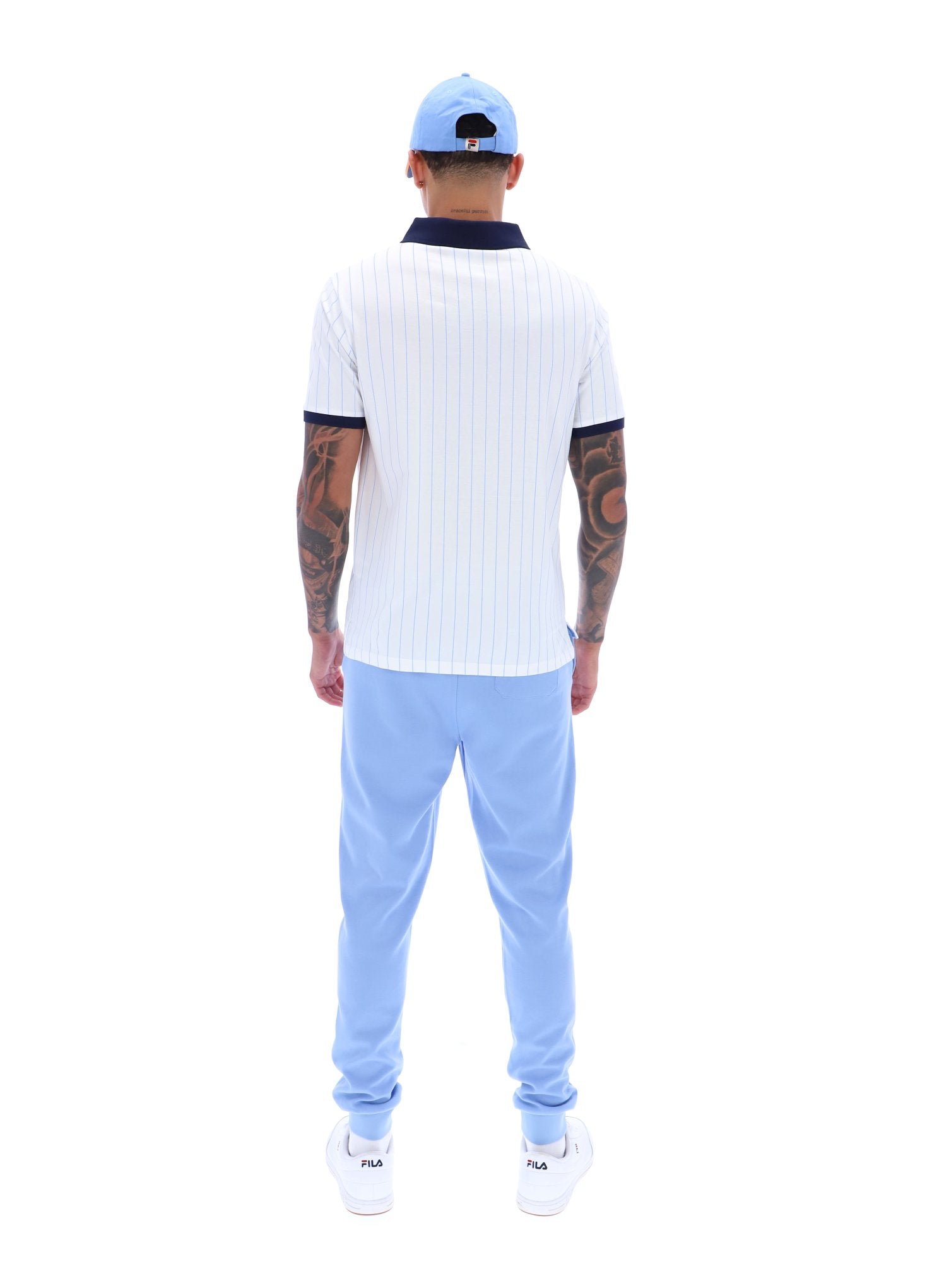 BB1 Classic Vintage Striped Polo In White/Fila Navy/Vista Blue