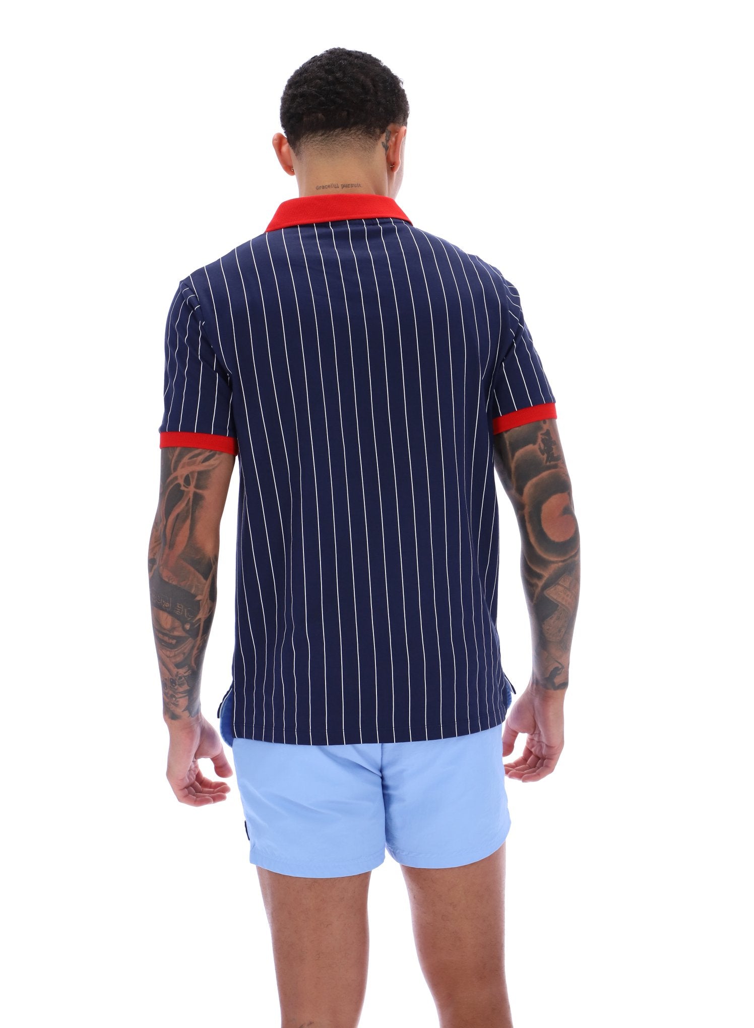 BB1 Classic Vintage Striped Polo In Fila Navy/Fila Red