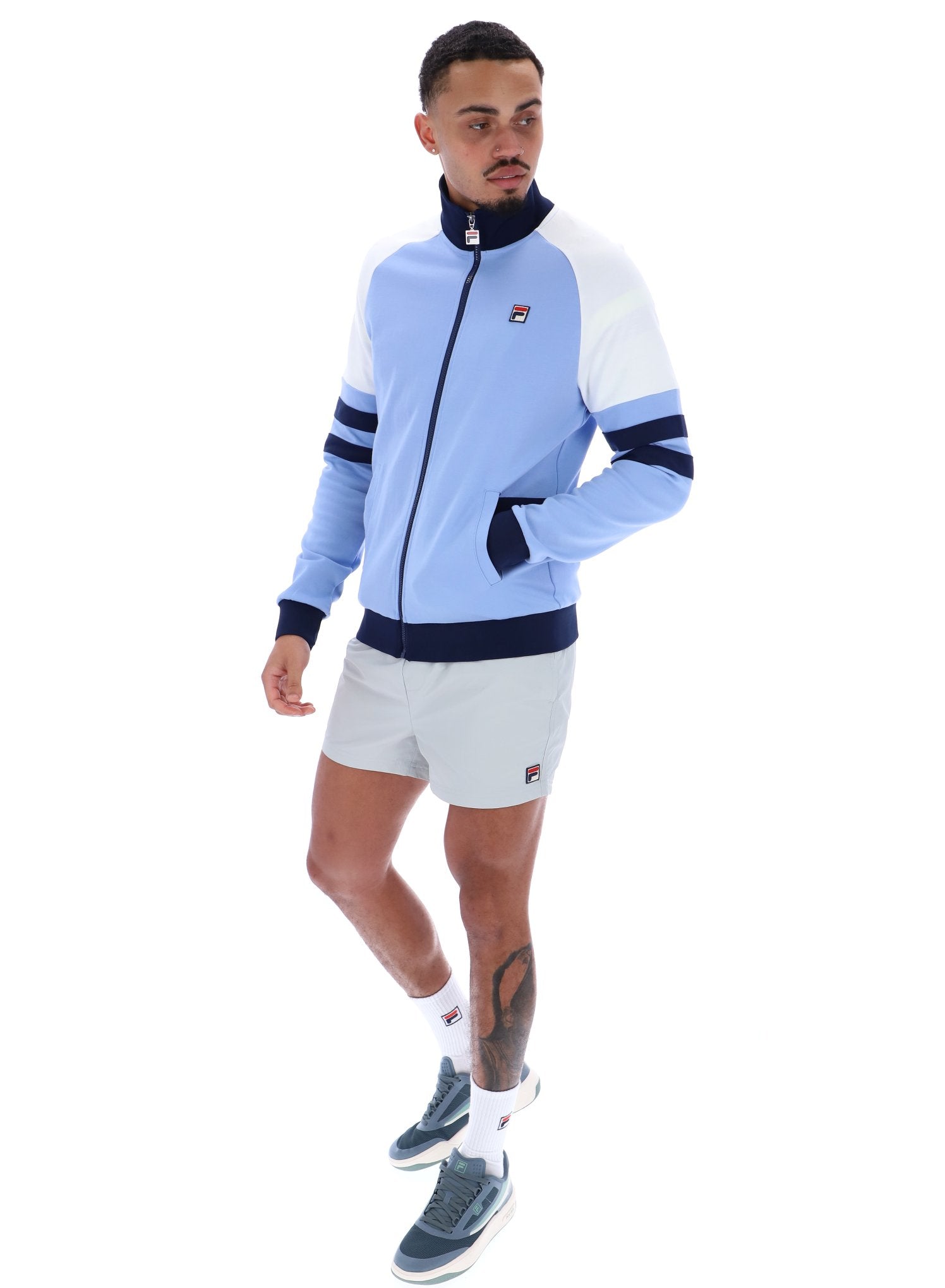 Founder Cut And Sew Track Jacket In Vista Blue/Fila Navy/White