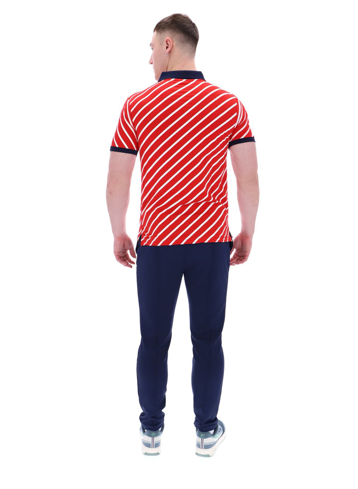 Jaye Diagonal Stripe Polo In Fila Red/Gardenia/Fila Navy