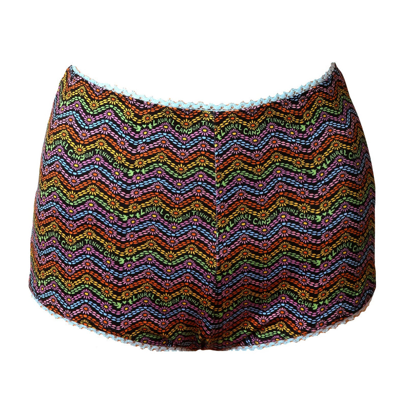 1972 Tennis Bikini Bottoms in Black Rainbow Print