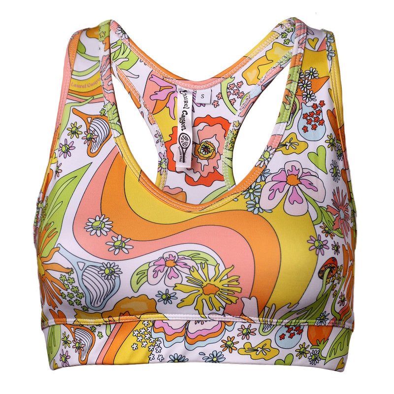 Melty Racquet Floral Printed Sports Bra
