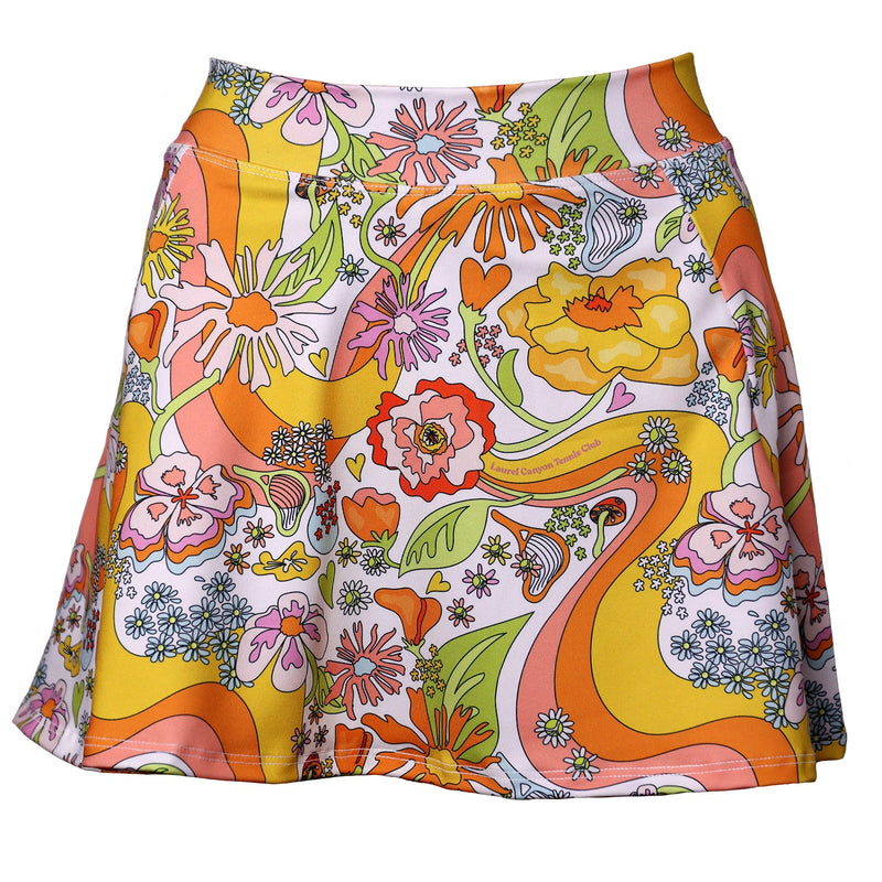 Melty Racquet Floral Printed Tennis Skirt with Pockets