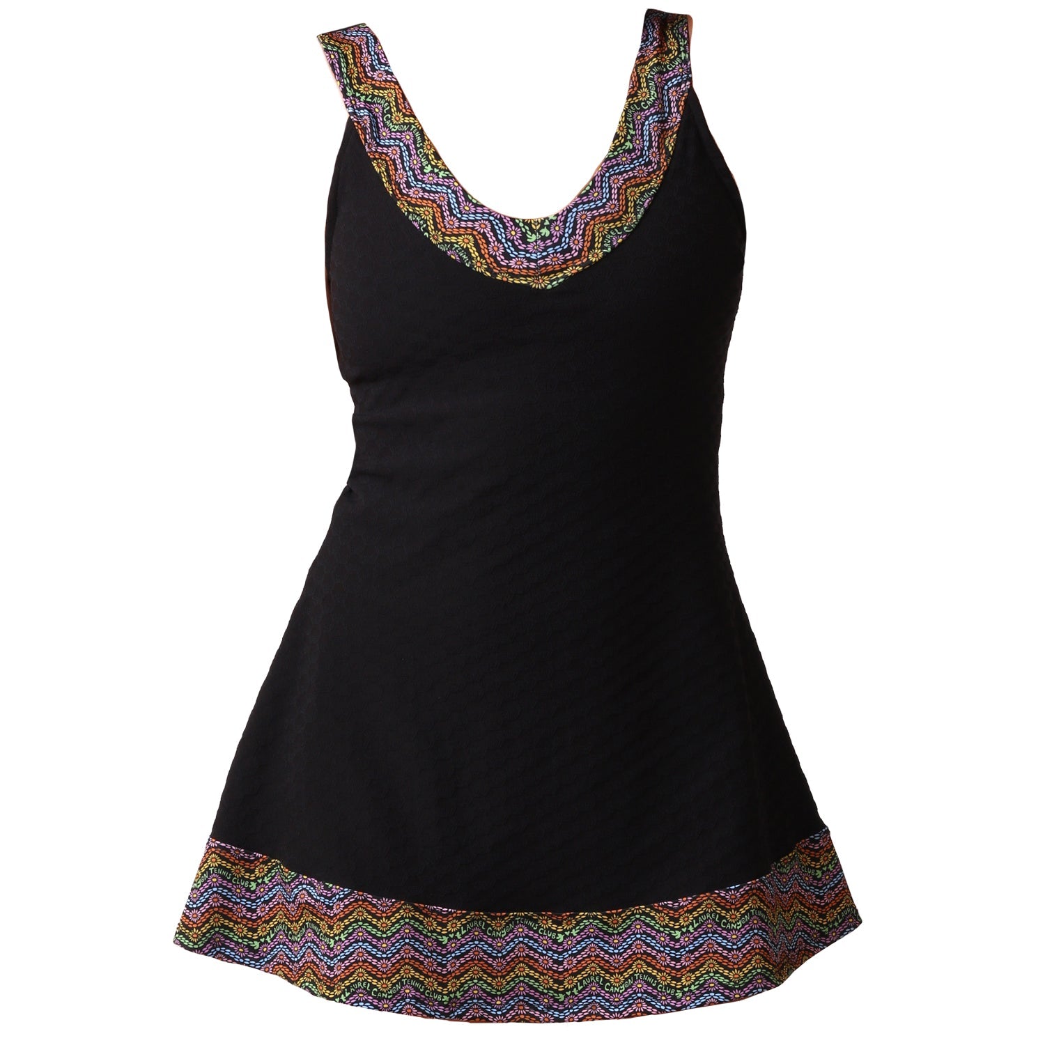 1972 Tennis Active Dress with Built-in Bra & Shorts in Black