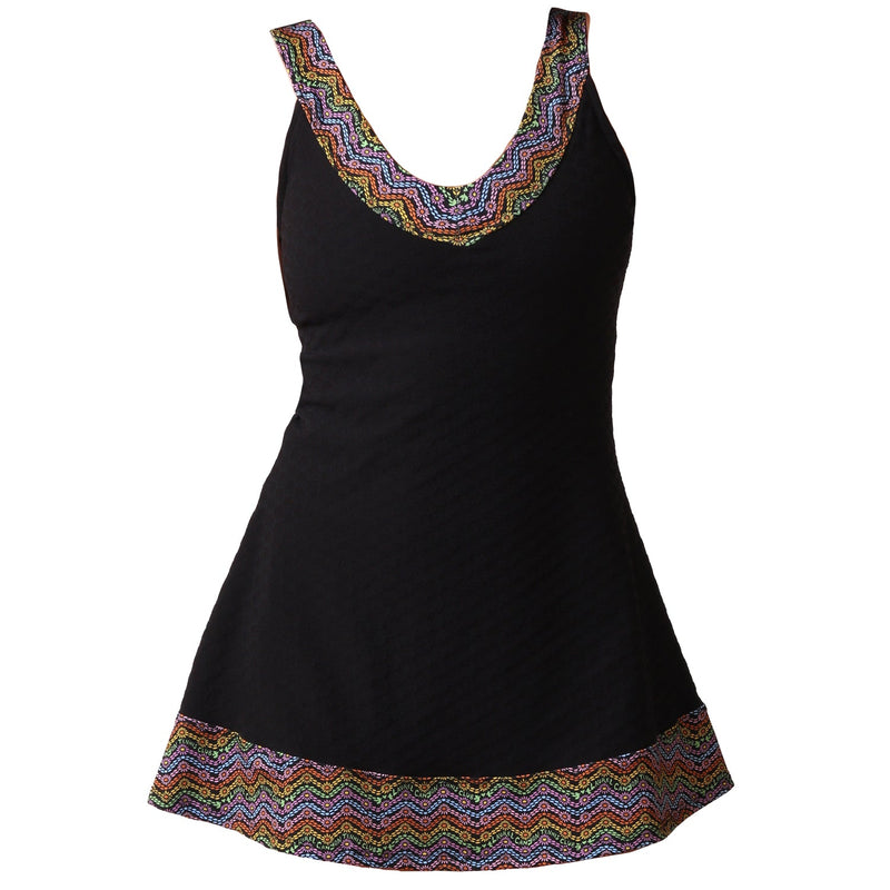 1972 Tennis Active Dress with Built-in Bra & Shorts in Black