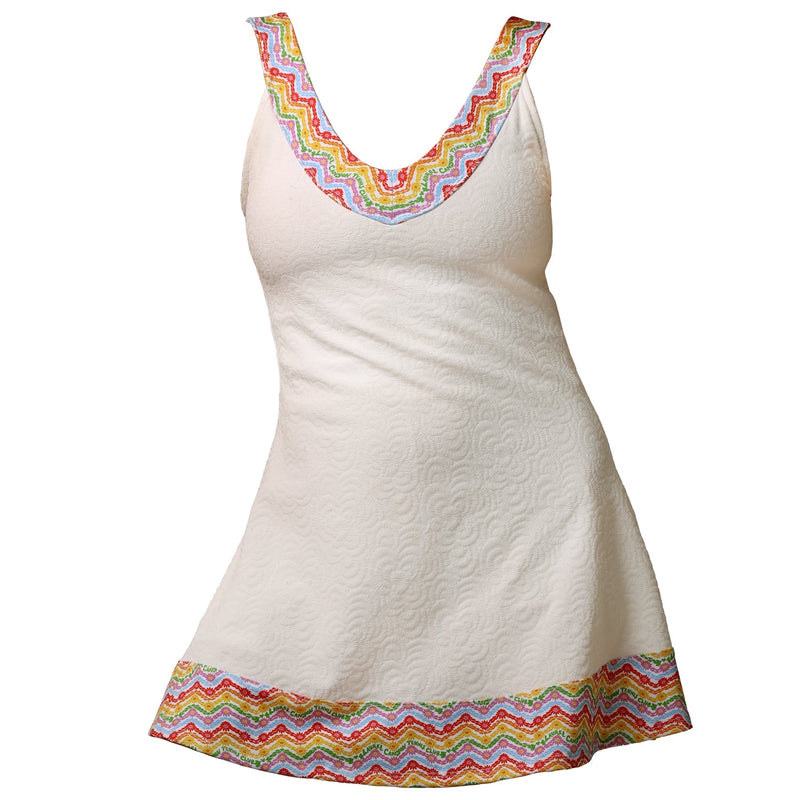 1972 Tennis Active Dress with Built-in Bra & Shorts in White