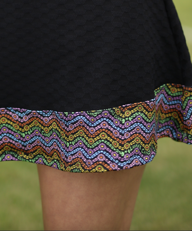 1972 Tennis Active Dress with Built-in Bra & Shorts in Black