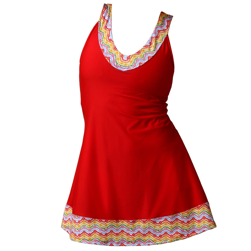 1972 Tennis Active Dress with Built-in Bra & Shorts in Red