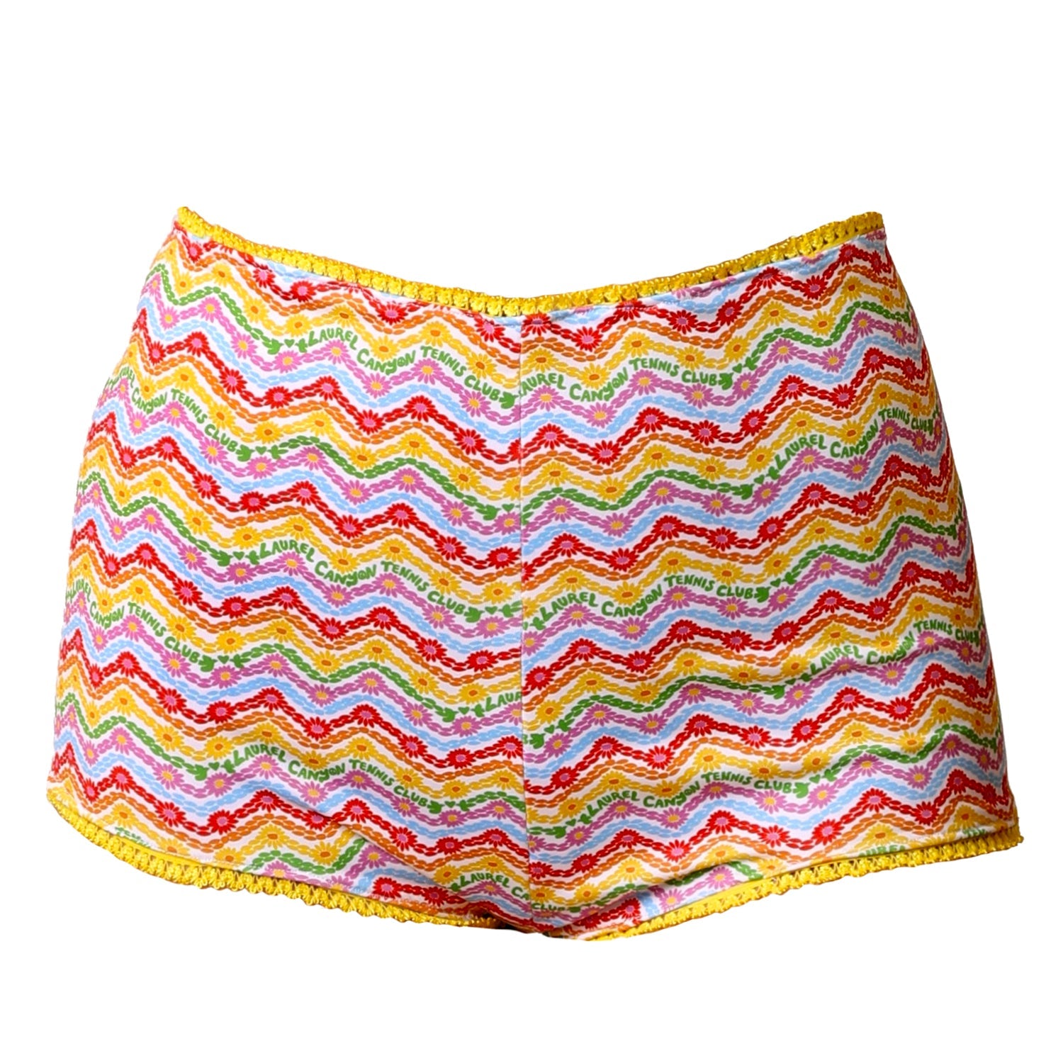 1972 Tennis Bikini Bottoms in White Rainbow Print
