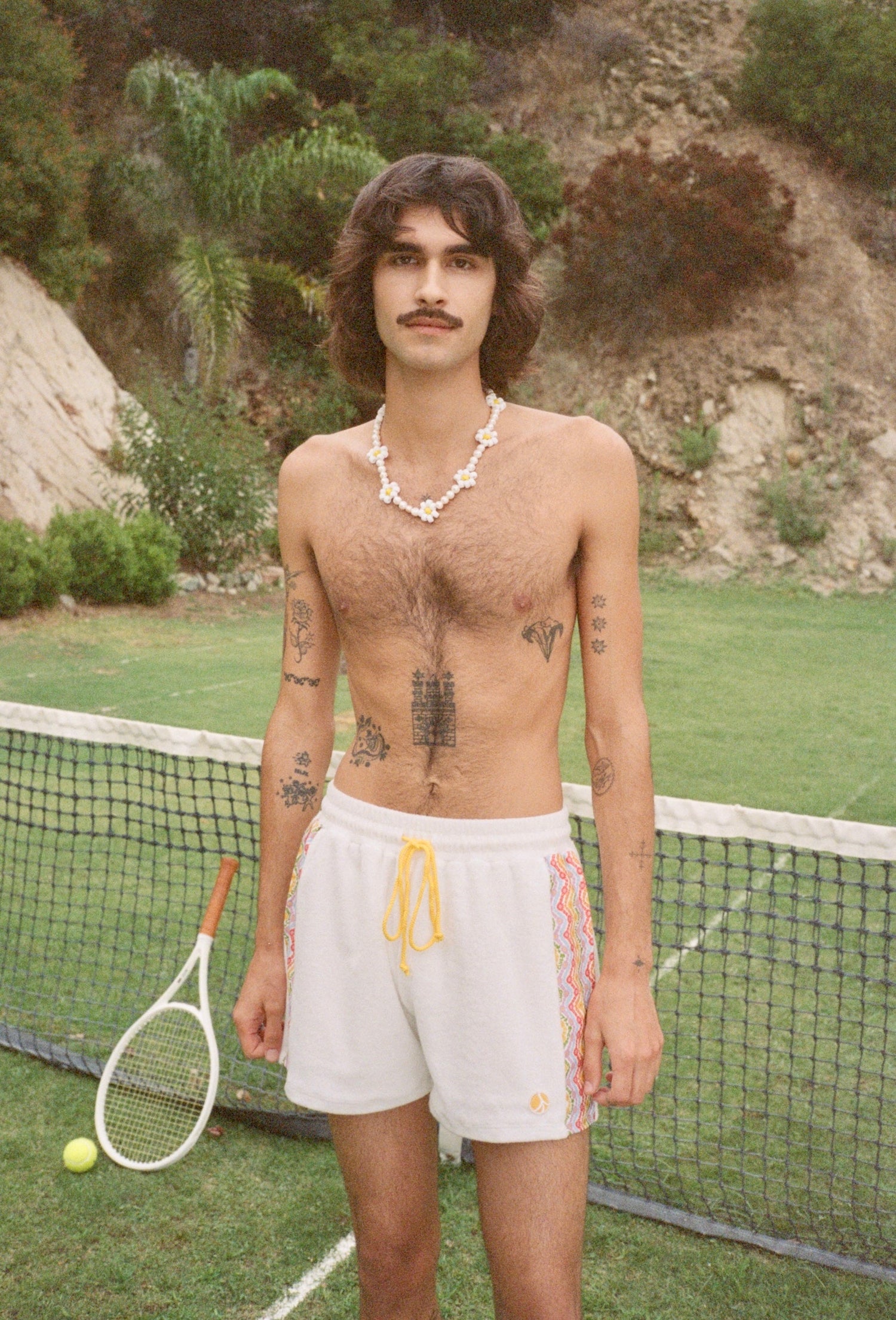 1972 Unisexy Tennis Shorts in White Terrycloth
