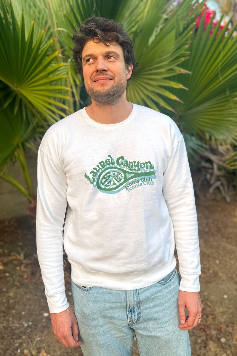 Unisex Laurel Canyon Tennis Club Crewneck Sweatshirt in White