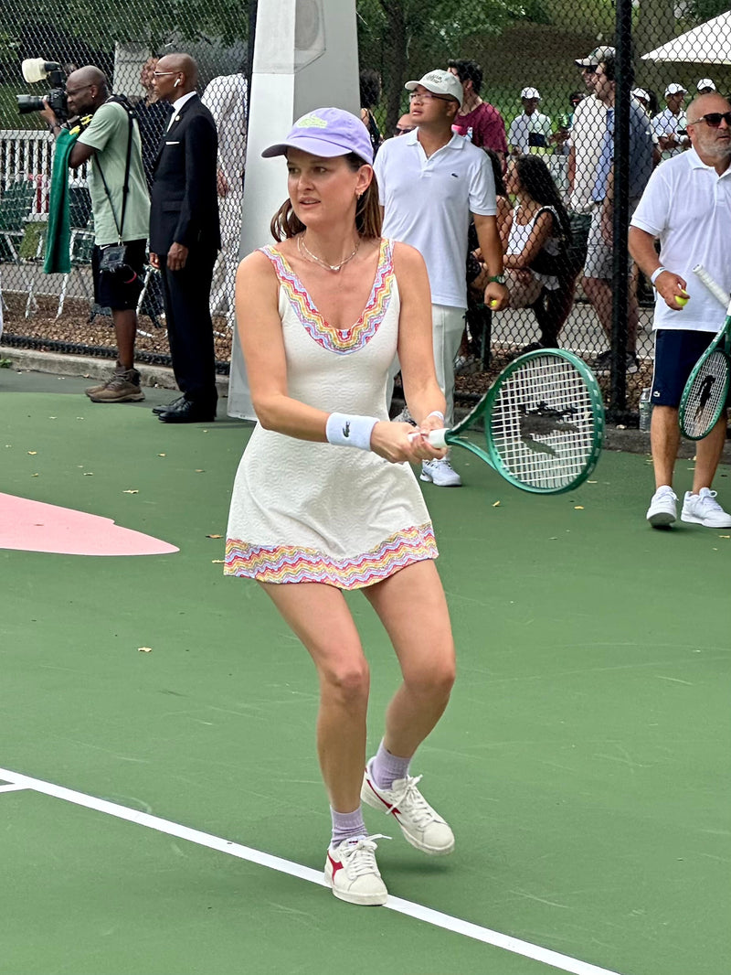 1972 Tennis Active Dress with Built-in Bra & Shorts in White