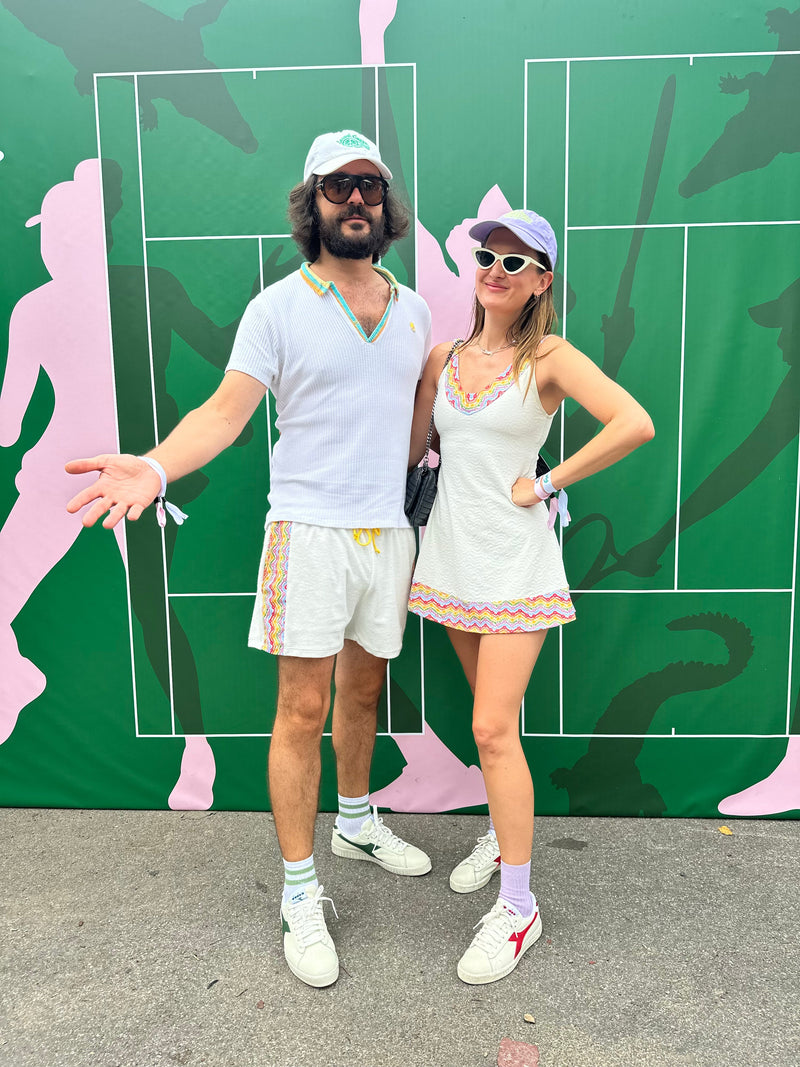 1972 Tennis Active Dress with Built-in Bra & Shorts in White