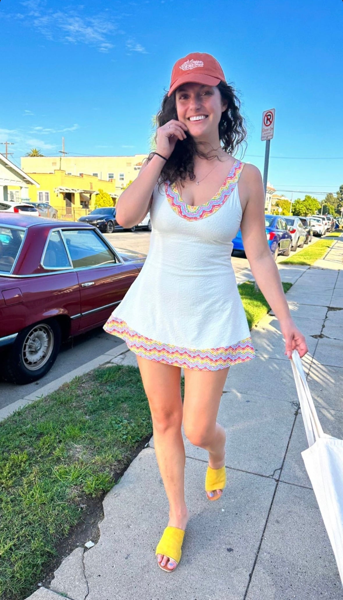 1972 Tennis Active Dress with Built-in Bra & Shorts in White