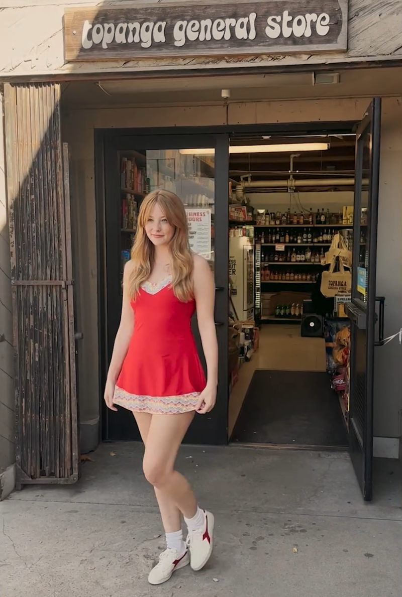 1972 Tennis Active Dress with Built-in Bra & Shorts in Red