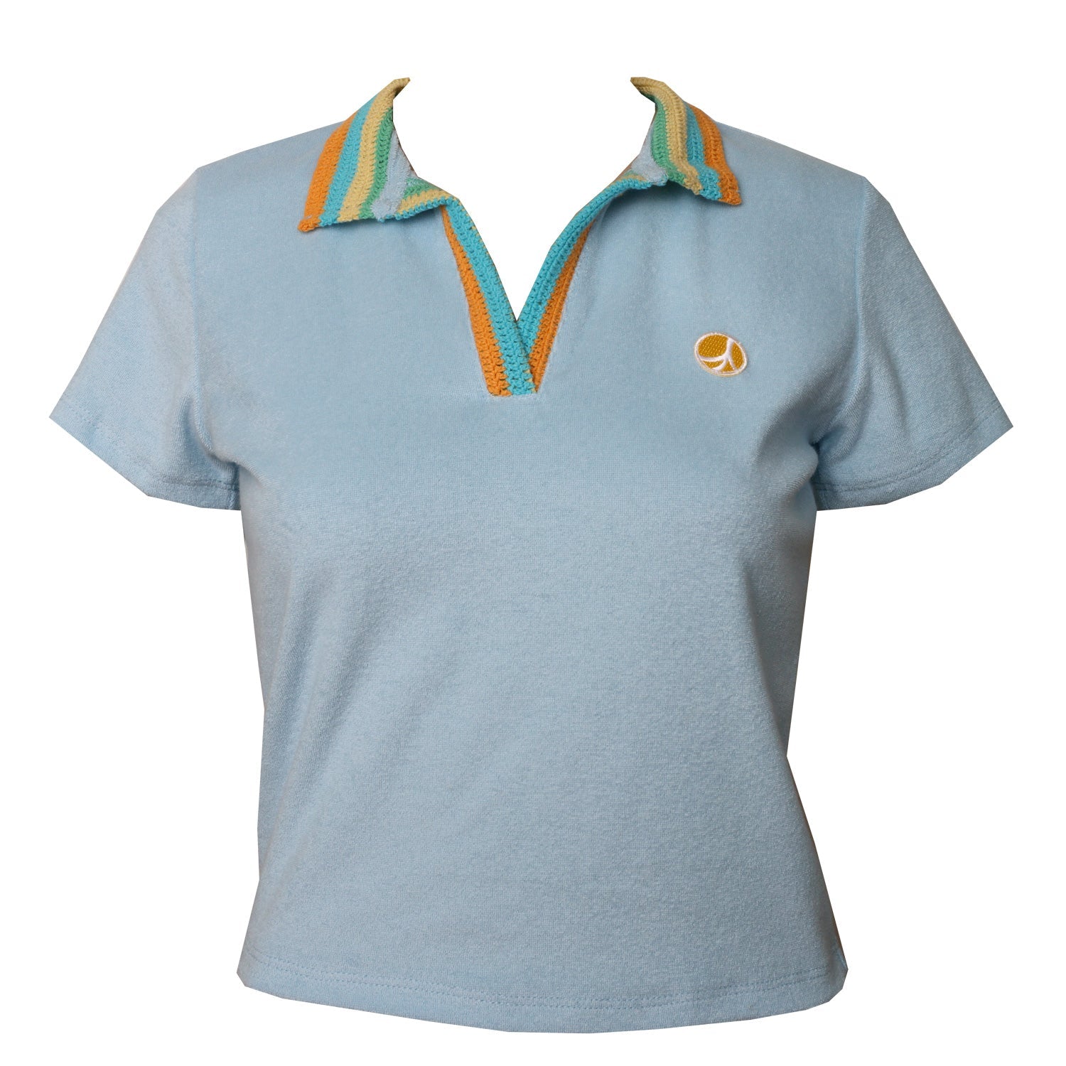 Terrycloth Crochet Women's Polo in Blue